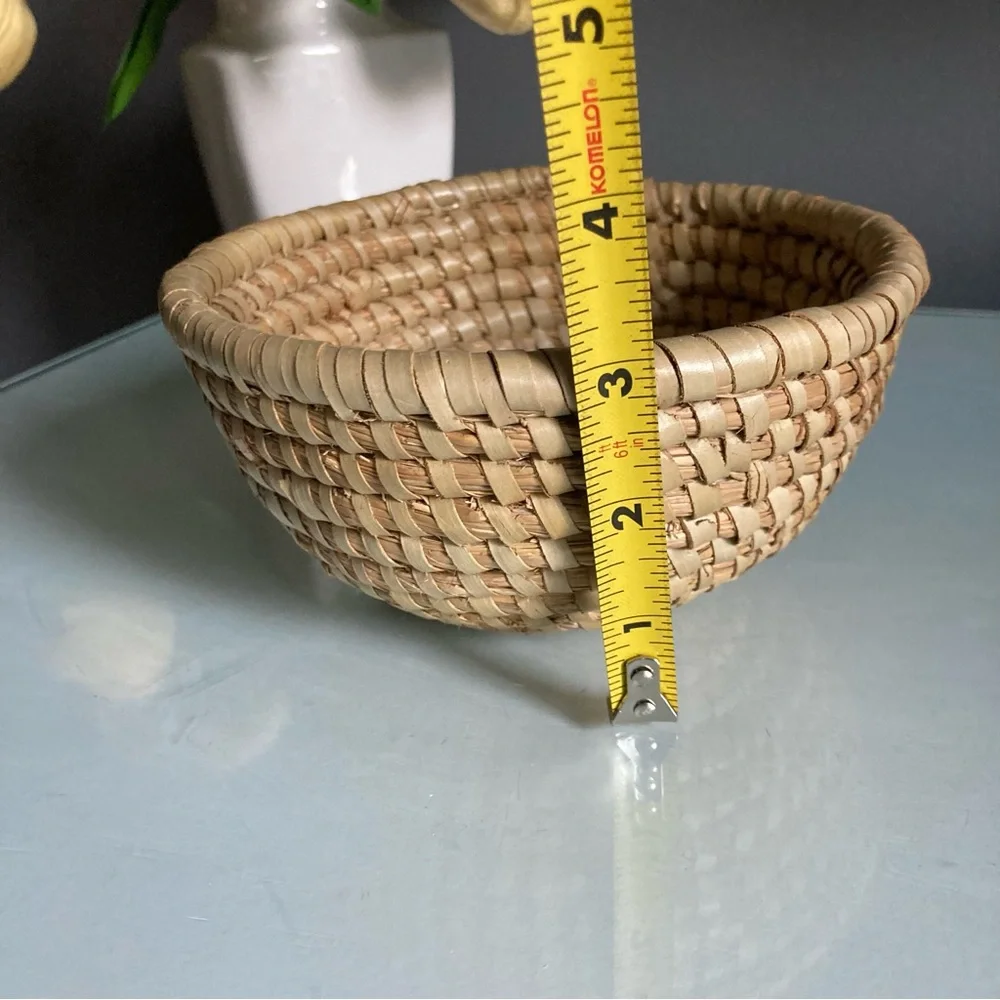 Woven Coiled Tan Natural Fiber Basket - Picture 5 of 5
